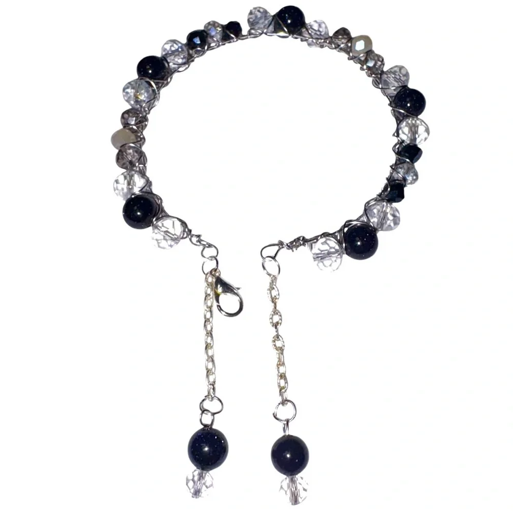 Bracelet with Blue Goldstone and Austrian Crystals Hand Wired - Picture 8 of 8